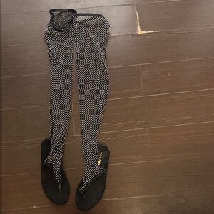 Fashion Nova Black Fishnet Tights with White Dots